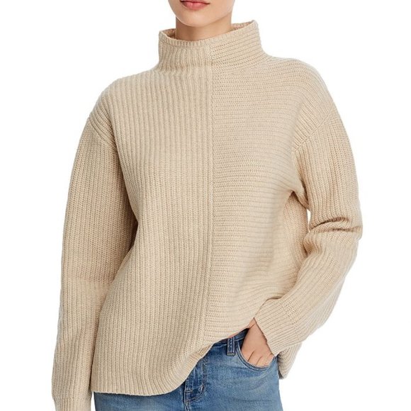 THEORY Oversize Funnel Neck Sweater Oatmeal - Picture 1 of 5